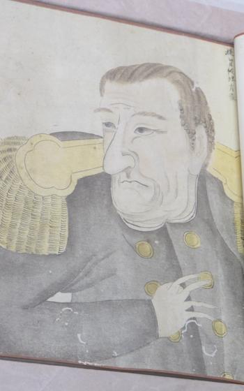 A portrait of Commodore Perry painted by a Japanese artist.